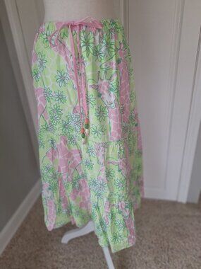 Lilly Pulitzer Kissing Giraffes broomstick skirt Size Small
